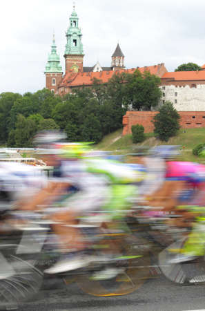 Poland, KrakÃ³w, Cycling raceの写真素材