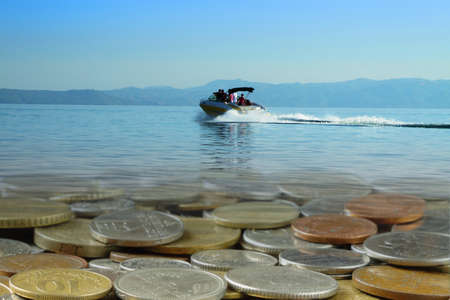 Speedboat on a Lake of Moneyの写真素材