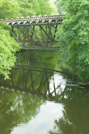 Poland, Wielkopolskie Province, Jastrowie, rail bridge over Gwda river blasted by German troops in early 1945の写真素材