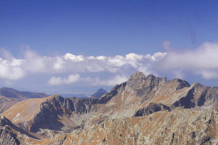 Poland, Slovakia, Tatra Mountains, panorama, Swinica Peak seen from the south eastの写真素材