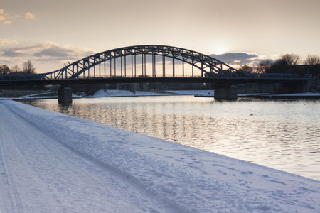 Tram Passing at Pisudski Bridge 