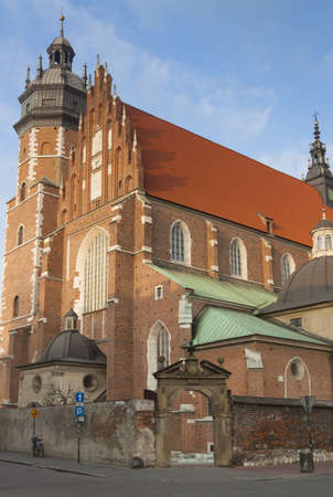 West end and tower of Corpus Christi Church, Kazimierz district, Kraków, Poland, afternoon sunlightの写真素材