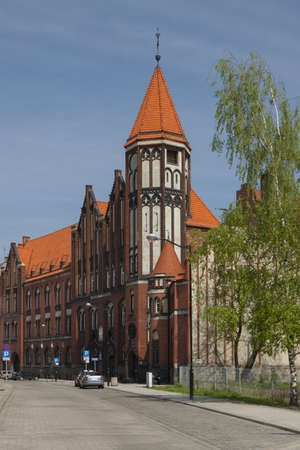 Poland, Silesia, Gliwice, 19th century post office building, sunlitのeditorial素材