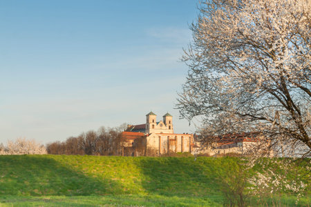Viev of Tyniec Benedictine Monastery near Krakow, Poland, fternoon, spring