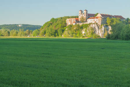 Viev of Tyniec Benedictine Monastery near Krakow, Camaldote monastery in the distance, Poland, afternoon, springの写真素材