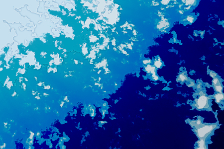White and blue abstract background texture. Fantasy map with north shoreline, sea, ocean, ice, mountains, clouds.の写真素材