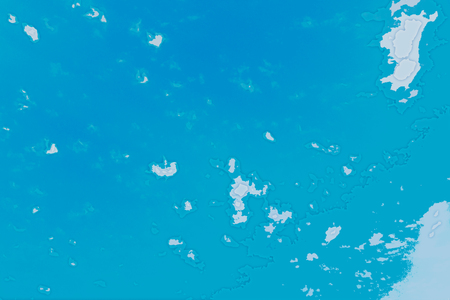 White, blue and cyan background texture. Abstract map with north shoreline, sea, ocean, ice, mountains, clouds.  The surface of fantasy planet. Bird's-eye view.の写真素材
