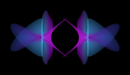 Colorful gradient organic shapes in black space. Abstract background. Futuristic free form texture. Geometric symmetry pattern.の写真素材