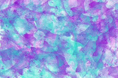 Abstract blue and purple watercolor background. Colorful aquarelle paint texture. Brush strokes. Vivid ink stain pattern. Paint splash. Modern painting.の写真素材