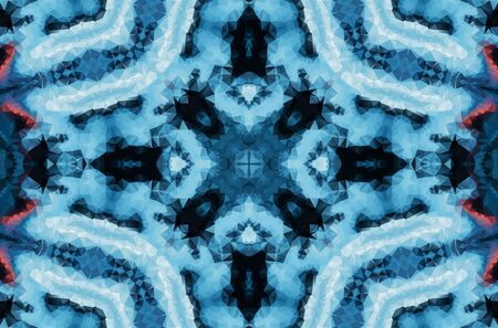 Winter fantasy abstract background. Kaleidoscopic geometric ornament. Decorative polygonal mosaic pattern.の写真素材