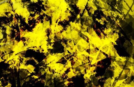 Abstract art background. Colorful yellow and black grunge texture. Brushstrokes of paint. Paint splashes. Modern painting. Contemporary artの写真素材