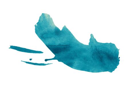 Abstract blue watercolor background. Colorful aquarelle paint texture. Brush stroke isolated on white . Vivid ink stain pattern. Paint splashの写真素材
