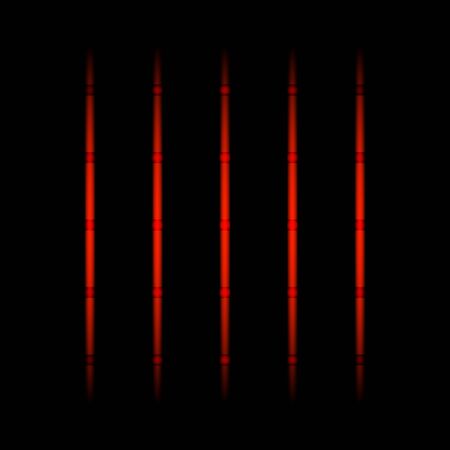 3d red fading neon light elements, vertical lines and dots on black background. Futuristic abstract pattern. Texture for web-design, website, presentations, digital printing, fashion, concept design. EPS 10.のイラスト素材