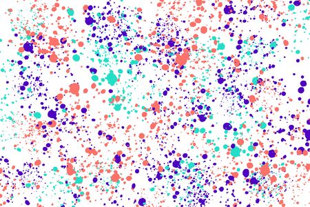 Neon green, purple and coral random round paint splashes on white background. Abstract colorful texture for web-design, website, presentations, digital printing, fashion or concept design.の写真素材
