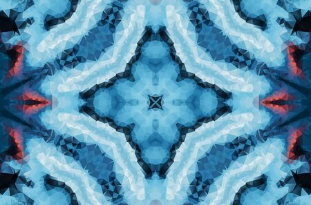 Winter fantasy abstract background. Kaleidoscopic geometric ornament. Decorative polygonal mosaic pattern.の写真素材