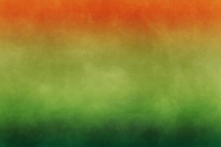 Abstract modern painting . Dry brush painted paper , canvas , wall . Textured background in green , yellow and orange tones.の写真素材