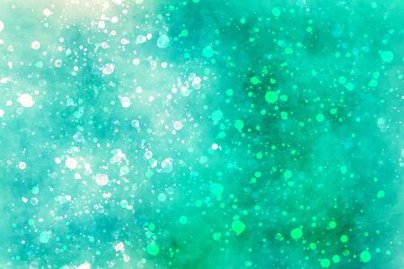 Modern painting . Dry brush painted paper , canvas , wall . Abstract background in blue and green tones textured paint dropsの写真素材