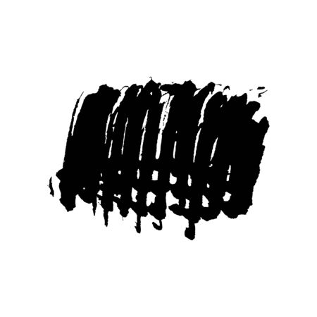 Black ink splash , splatter on white paper.  Bold organic paint brush stroke  shape , highly detailed. Grunge brushstroke halftone texture.のイラスト素材