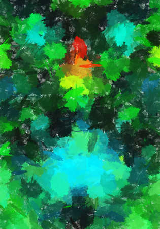 Abstract painting Flower bouquet Hand painted texture Bright blobs Ink mix Blurred pattern Trendy mixed media artwork imageの写真素材