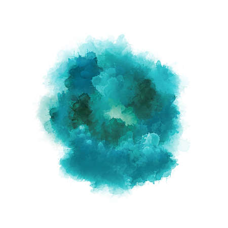 Artistic painting Green blue turquoise cyan colors Bright variety ink stains isolated on white background Watercolor smoke Abstract illustration Mixed media compositionの写真素材