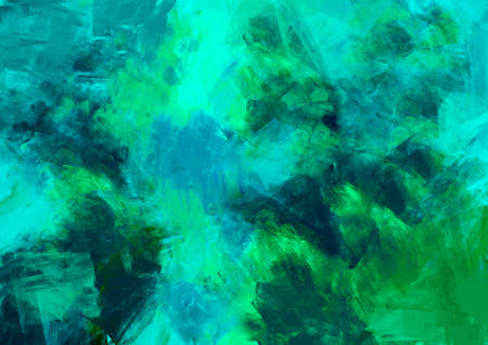 Multicolor abstract artistic drawing Dynamic spots Rough pattern Color mixture Grungy digital drawn paper Green turquoise blue palette Modern compositionの写真素材