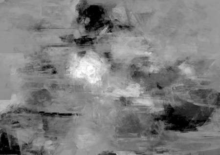 Monochrome abstract free form painting Arbitrary smears Rough pattern Plaster surface Distress digital painted black white illustration Gray tones Modern designの写真素材