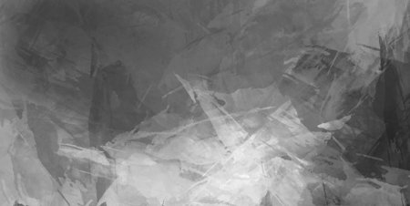 Dark grunge overlay backdrop in black and white tones Arbitrary paint brushstrokes on paper Creative illustrationの写真素材