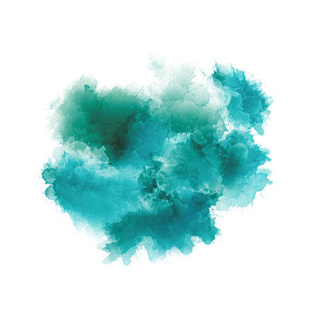 Blue and turquoise green abstract watercolor painting background artsy painted texture with color stains splashes and paint strokes in coloful artistic backdrop designの写真素材