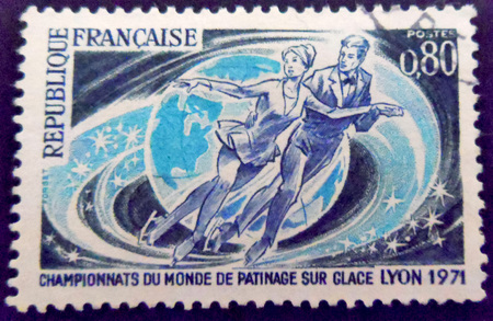 Ice Skating Stamp Franceのeditorial素材