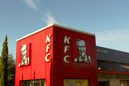 FRANCE - November 8, 2015: KFC restaurant. KFC is an American fast food chain.のeditorial素材