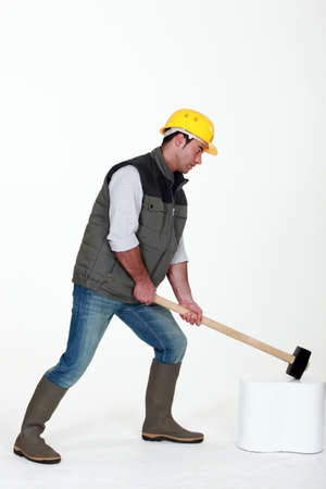 Man using hammerの写真素材