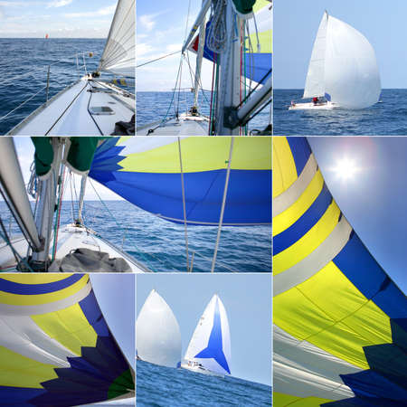 Sailboats on oceanの写真素材