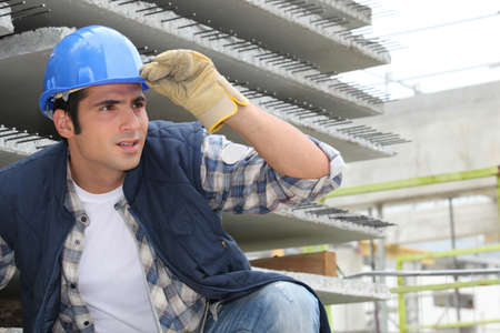 Construction worker on siteの写真素材