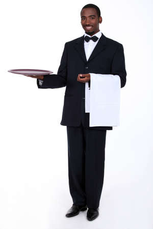 Butler with an empty trayの写真素材