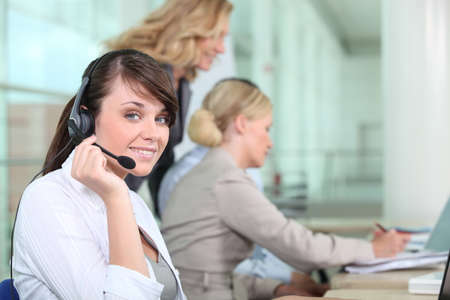 Women working in a call center Women working in a call center