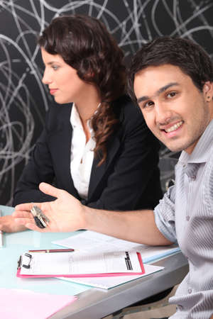 duo at office in meetingの写真素材
