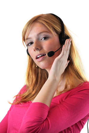 Young woman with headsetの写真素材