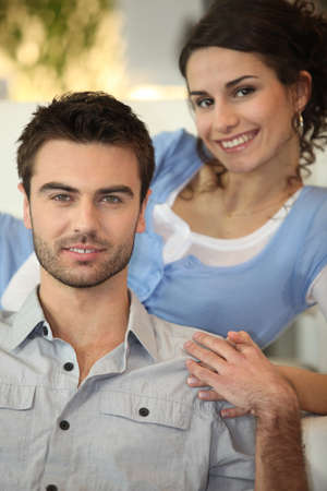 Couple at homeの写真素材