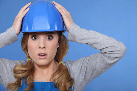 craftswoman looking surprisedの写真素材