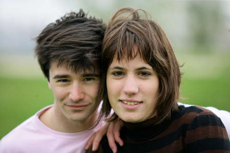 Closeup of a young coupleの写真素材