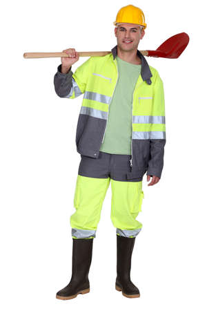 Building worker in work outfitの写真素材