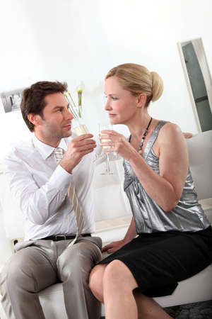 Couple drinking champagneの写真素材