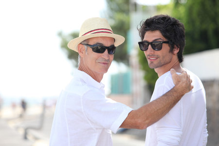 Father and son on holiday