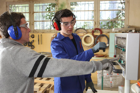 Electrical engineers at work