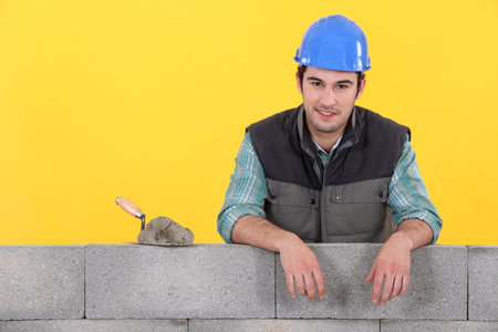 A mason at work.の写真素材