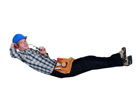 Construction worker restingの写真素材