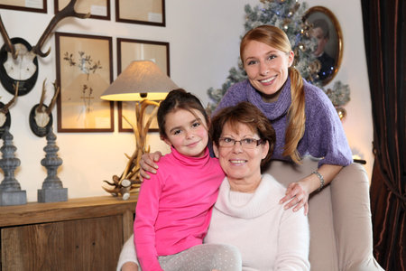 Girl with her mother and grandmother