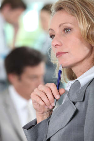 Businesswoman thinkingの写真素材