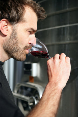 Man wine tasting