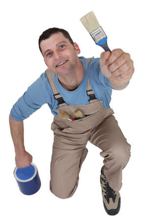 A kneeled painter.の写真素材